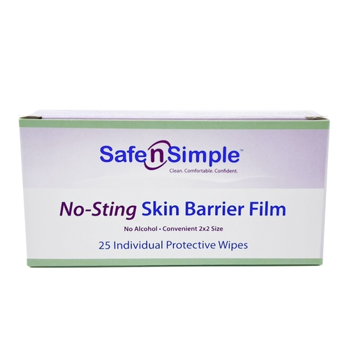 MON869585BX - Safe N Simple - Safe N Simple Skin Barrier Wipe Individual Packet 2 x 2", 25/BX