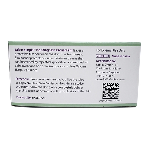 MON869585BX - Safe N Simple - Safe N Simple Skin Barrier Wipe Individual Packet 2 x 2", 25/BX