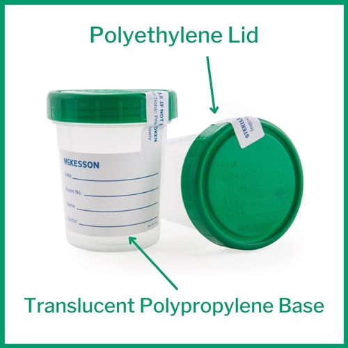 MON870203CS - McKesson - Specimen Container Polypropylene / Polyethylene Screw Cap 120 mL (4 oz.) Sterile, 100 EA/CS