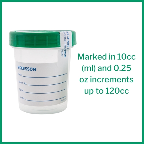 MON870203CS - McKesson - Specimen Container Polypropylene / Polyethylene Screw Cap 120 mL (4 oz.) Sterile, 100 EA/CS