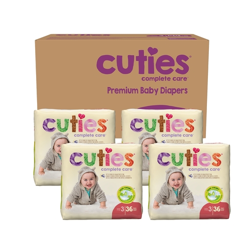 MON874709CS - First Quality - First Quality Cuties&reg; Diapers 16-28 lbs. Size 3, 144/CS