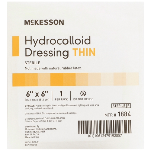 MON882983CS - McKesson - McKesson Hydrocolloid Dressing 6" x 6" Square Sterile, 200 EA/CS