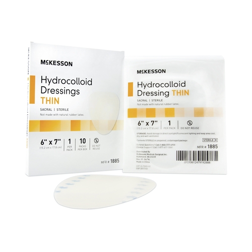 MON882986CS - McKesson - McKesson Hydrocolloid Dressing 6" x 7" Sacral Sterile, 200 EA/CS
