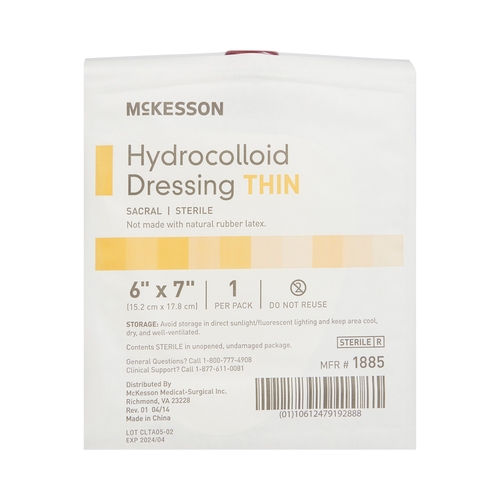 MON882986CS - McKesson - McKesson Hydrocolloid Dressing 6" x 7" Sacral Sterile, 200 EA/CS