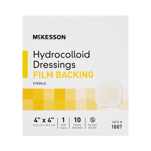 MON882992CS - McKesson - McKesson 4" x 4" Sterile Square Hydrocolloid Dressing with Film Backing, 200/CS