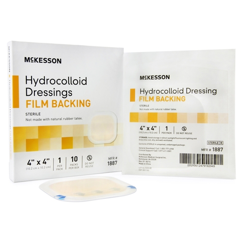 MON882992CS - McKesson - McKesson 4" x 4" Sterile Square Hydrocolloid Dressing with Film Backing, 200/CS