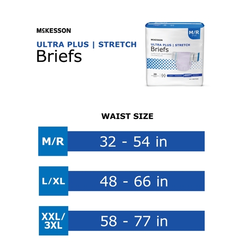MON884170CS - McKesson - McKesson Ultra Plus Stretch Heavy Absorbency Briefs, Medium, 80/CS