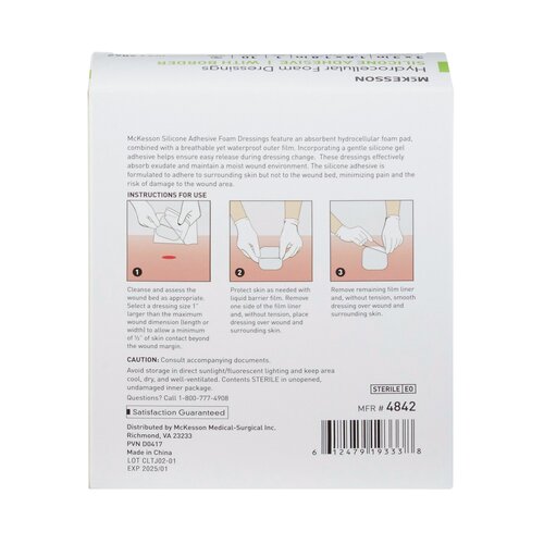 MON886431CS - McKesson - McKesson 2" x 2" Silicone Sterile Square Adhesive Foam Dressing, 200/CS