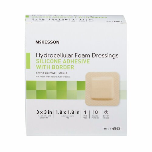 MON886431CS - McKesson - McKesson 2" x 2" Silicone Sterile Square Adhesive Foam Dressing, 200/CS