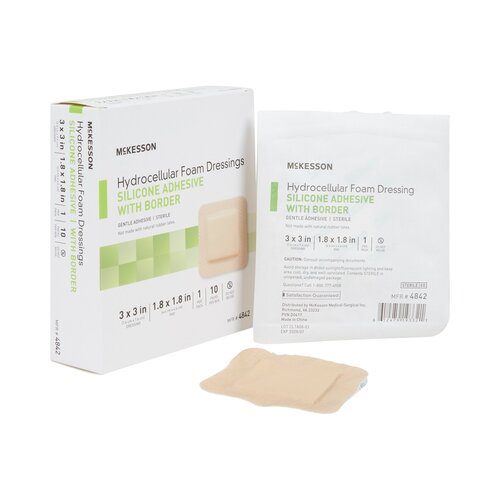 MON886431CS - McKesson - McKesson 2" x 2" Silicone Sterile Square Adhesive Foam Dressing, 200/CS