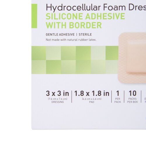 MON886431CS - McKesson - McKesson 2" x 2" Silicone Sterile Square Adhesive Foam Dressing, 200/CS