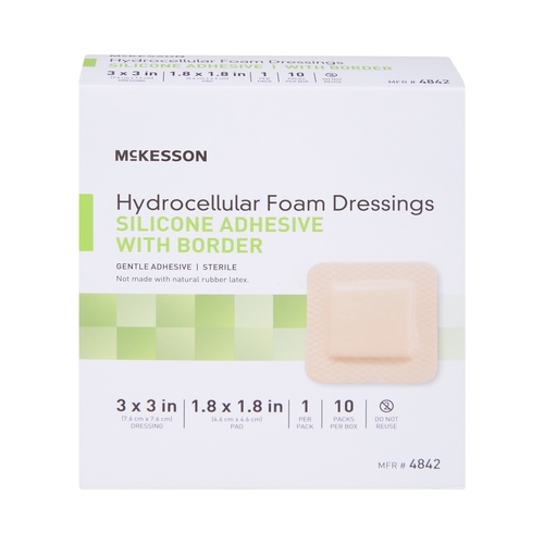 MON886431CS - McKesson - McKesson 2" x 2" Silicone Sterile Square Adhesive Foam Dressing, 200/CS