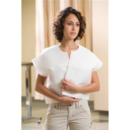 MON887700CS - GF Health - Exam Cape White One Size Fits Most Front / Back Opening Without Closure Unisex, 100/CS