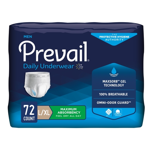 MON889080CS - First Quality - First Quality Prevail&reg; for Men Pull-On Protective Underwear, Heavy Absorbency, Large, 72/CS