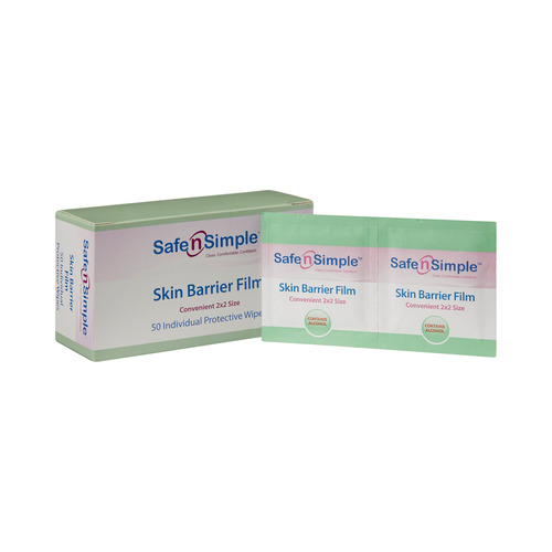 MON895485BX - Safe N Simple - Safe N Simple Skin Barrier Wipe Alcohol Individual Packet 2 x 2", 50/BX