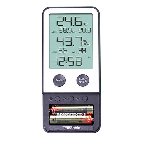 MON897971EA - Cole-Parmer - Digital Thermometer / Hygrometer Traceable Fahrenheit / Celsius 32-&deg; to 122-&deg;F (0-&deg; to 50-&deg;C) Internal Sensor Flip-out Stand / Wall Mount Battery Operated, 1/EA