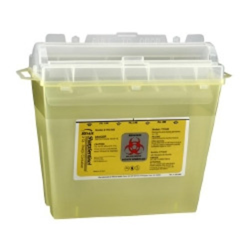 MON904576CS - Bemis Healthcare - Chemotherapy Waste Container Bemis Sentinel 10 H X 5-1/4 W X 11 D Inch 1.25 Gallon Translucent Yellow Base / Translucent Lid Horizontal Entry, 32 EA/CS