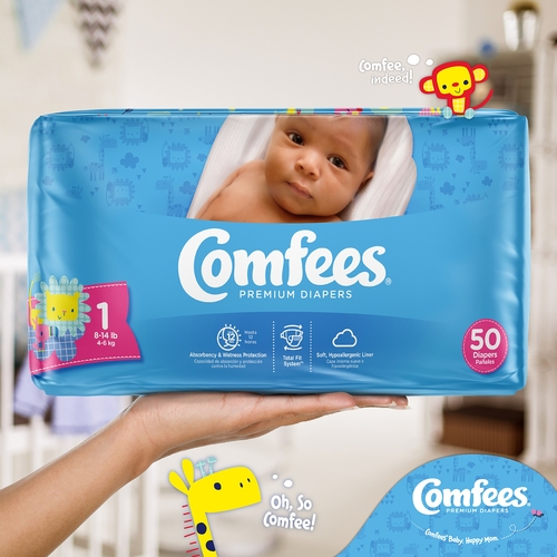 MON907019CS - Attends - Attends Comfees&reg; Disposable Baby Diapers, Size 1, 200 EA/CS