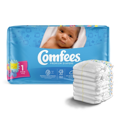MON907019CS - Attends - Attends Comfees&reg; Disposable Baby Diapers, Size 1, 200 EA/CS