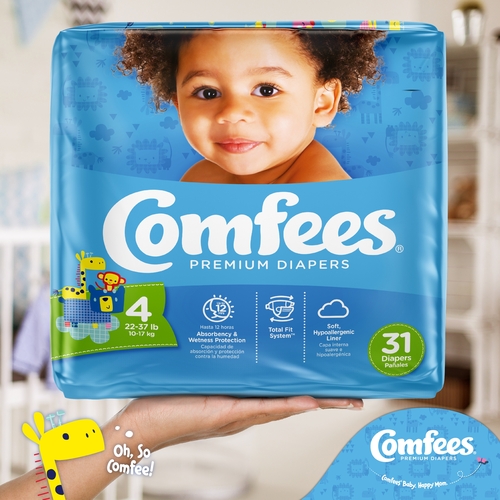 MON907033CS - Attends - Attends Comfees&reg; Disposable Diapers, Size 4, 124 EA/CS