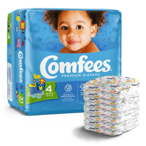 MON907033CS - Attends - Attends Comfees&reg; Disposable Diapers, Size 4, 124 EA/CS