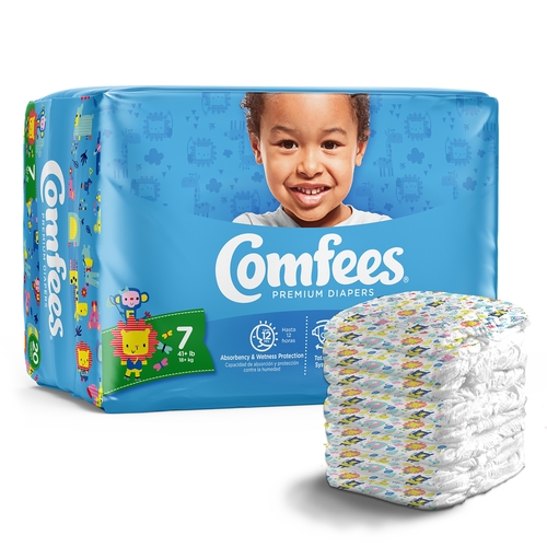 MON907036CS - Attends - Attends Baby Diaper Comfees Tab Closure Size 7 Disposable, 80 EA/CS