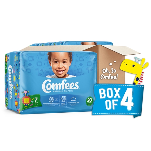 MON907036CS - Attends - Attends Baby Diaper Comfees Tab Closure Size 7 Disposable, 80 EA/CS