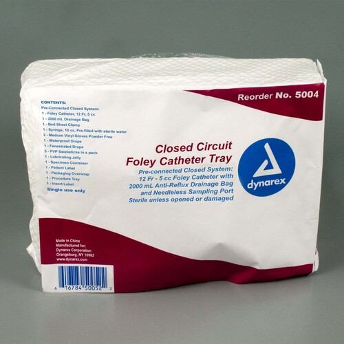 MON908702CS - Dynarex - Indwelling Closed System Catheter Tray Dynarex&reg; Foley 12 Fr. 5 cc Balloon