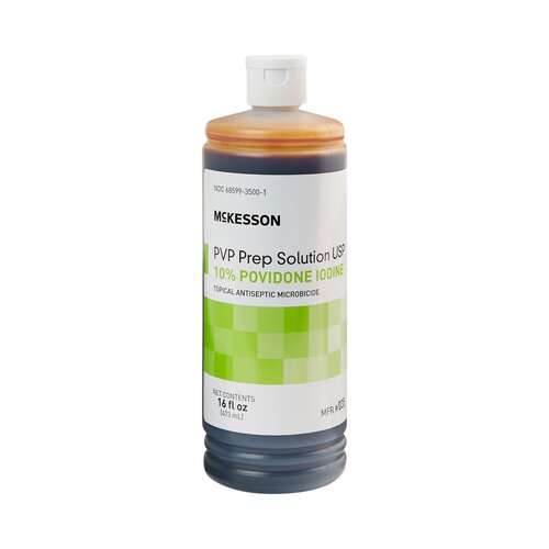 MON911740CS - McKesson - McKesson Prep Solution 16 oz. Flip-Top Bottle 10% Povidone-Iodine, 12/CS