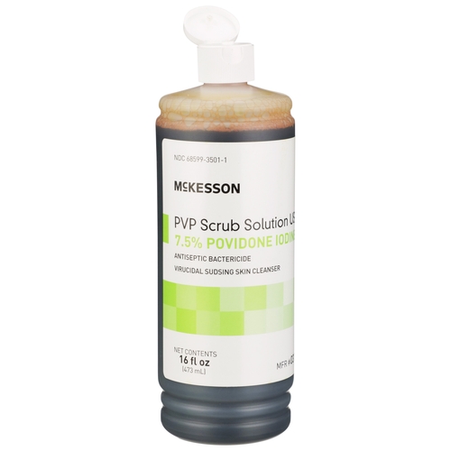 MON911741CS - McKesson - McKesson Scrub Solution 16 oz. Flip-Top Bottle 7.5% Povidone-Iodine, 12 EA/CS
