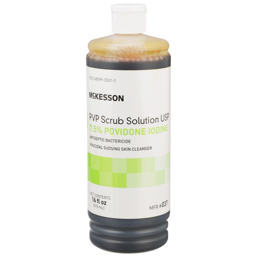 MON911741CS - McKesson - McKesson Scrub Solution 16 oz. Flip-Top Bottle 7.5% Povidone-Iodine, 12 EA/CS
