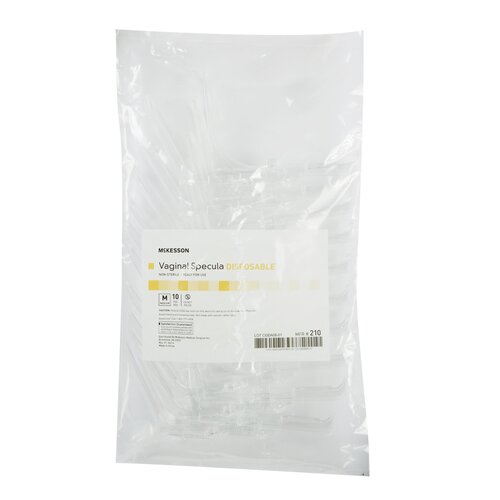 MON911775CS - McKesson - McKesson Vaginal Speculum Graves NonSterile Office Grade Plastic Medium Double Blade Duckbill Disposable Without Light Source Capability