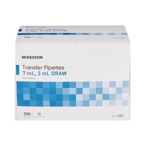 MON911826CS - McKesson - McKesson Transfer Pipette 7.5 mL 0.5 to 3 mL Graduation Increments NonSterile, 10 EA/CS