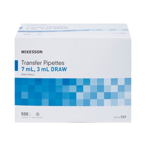 MON911826CS - McKesson - McKesson Transfer Pipette 7.5 mL 0.5 to 3 mL Graduation Increments NonSterile, 10 EA/CS