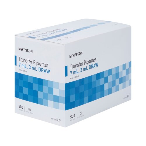 MON911826CS - McKesson - McKesson Transfer Pipette 7.5 mL 0.5 to 3 mL Graduation Increments NonSterile, 10 EA/CS