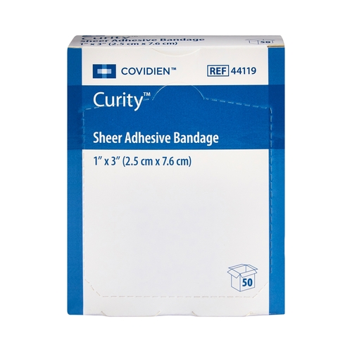 MON915648CS - Cardinal Health - Cardinal Health Adhesive Strip Curity 1" x 3" Plastic Rectangle Sheer, 3600 EA/CS