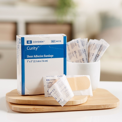 MON915648CS - Cardinal Health - Cardinal Health Adhesive Strip Curity 1" x 3" Plastic Rectangle Sheer, 3600 EA/CS