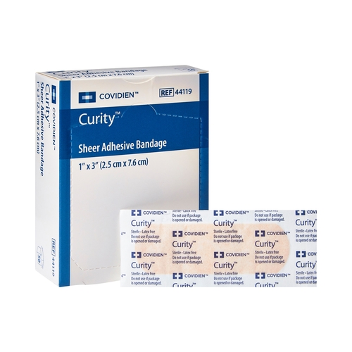 MON915648CS - Cardinal Health - Cardinal Health Adhesive Strip Curity 1" x 3" Plastic Rectangle Sheer, 3600 EA/CS