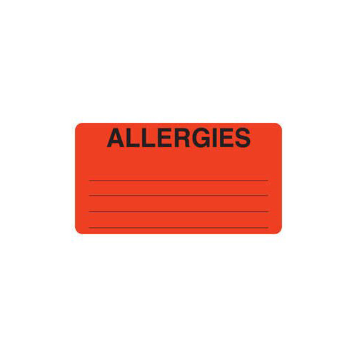MON916725RL - Tabbies - Tabbies Pre-Printed Label Allergy Alert Red ALLERGIES Alert Label 1-3/4 X 3-1/4 Inch