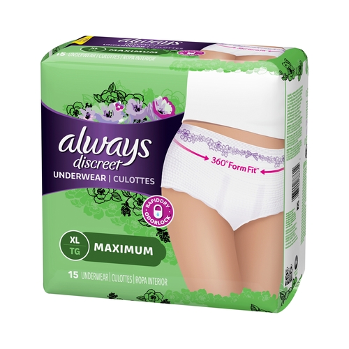 Always Discreet Heavy Absorbent Female Adult Underwear, X-Large - 45/Case