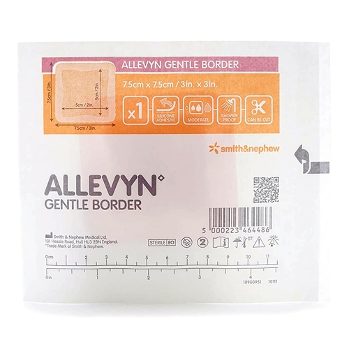 MON928447CS - Smith & Nephew - Silicone Foam Dressing Allevyn Gentle Border 3 x 3&quot; Square Silicone Gel Adhesive with Border Sterile, 40 EA/CS