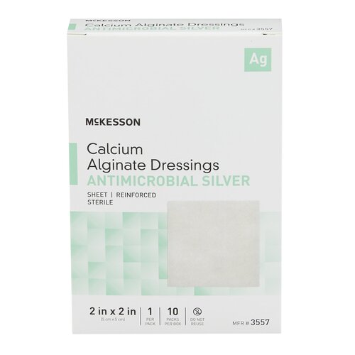 MON941270EA - McKesson - McKesson Calcium Alginate Dressing with Antimicrobial Silver 2" x 2" Square Sterile