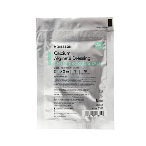 MON941270EA - McKesson - McKesson Calcium Alginate Dressing with Antimicrobial Silver 2" x 2" Square Sterile