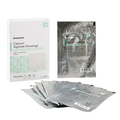 MON941270EA - McKesson - McKesson Calcium Alginate Dressing with Antimicrobial Silver 2" x 2" Square Sterile