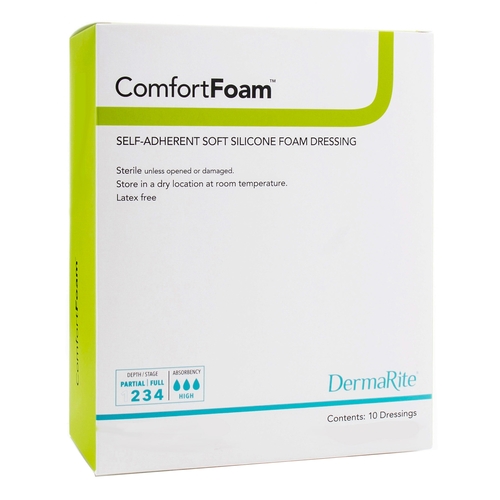 MON946532BX - Dermarite - Silicone Foam Dressing ComfortFoam&trade; 4 x 8" Rectangle Silicone Adhesive without Border Sterile, 5/BX