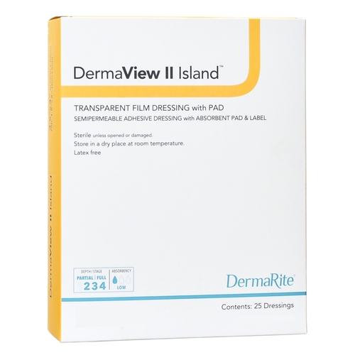 MON946645BX - Dermarite - Transparent Film Dressing with Pad DermaView II&trade; Island Rectangle 2 x 2-3/4" Frame Style Delivery With Label Sterile, 50/BX