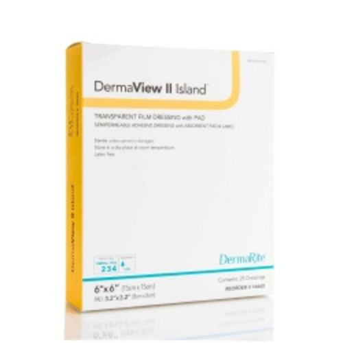 MON946649BX - Dermarite - Transparent Film Dressing with Pad DermaView II&trade; Island Square 6 x 6" Frame Style Delivery With Label Sterile, 25/BX