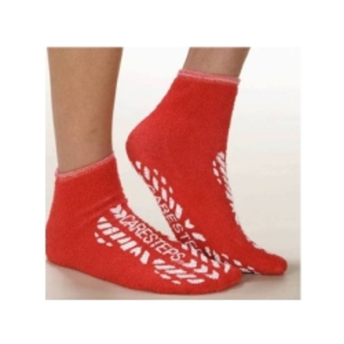 MON948792CS - Alba Healthcare - Fall Management Slipper Socks CARE-STEPS X-Large Red Ankle High