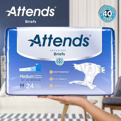 MON950223CS - Attends - Attends Tab Closure Heavy Absorbency Incontinence Briefs, Medium, 96 EA/CS