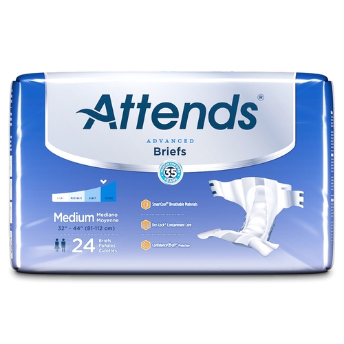 MON950223CS - Attends - Attends Tab Closure Heavy Absorbency Incontinence Briefs, Medium, 96 EA/CS